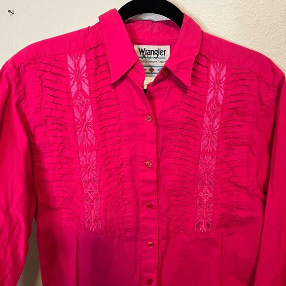 Wrangler Pink Vintage Button Up Blouse Size M - Picture 2 of 5